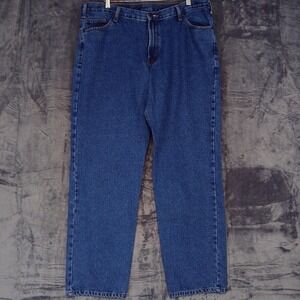 RK Brand Jeans Mens 40x34 Blue Denim Straight Leg 5 Pocket Zip Fly Medium Wash